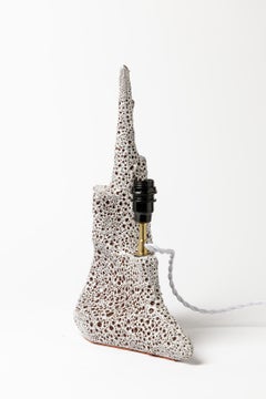 Black and White 20th Century Sculptural Ceramic Table Lamp Le Vaucour Vallauris