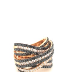 Black and White 4.25 Carat of Diamonds Dome Ring, Made in Italy