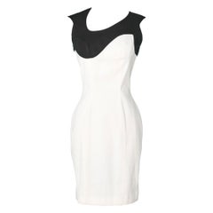 Black and white 80's day dress Thierry Mugler 