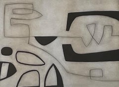 Black and White Abstract Etching by Oliver Gaiger, England, Contemporary