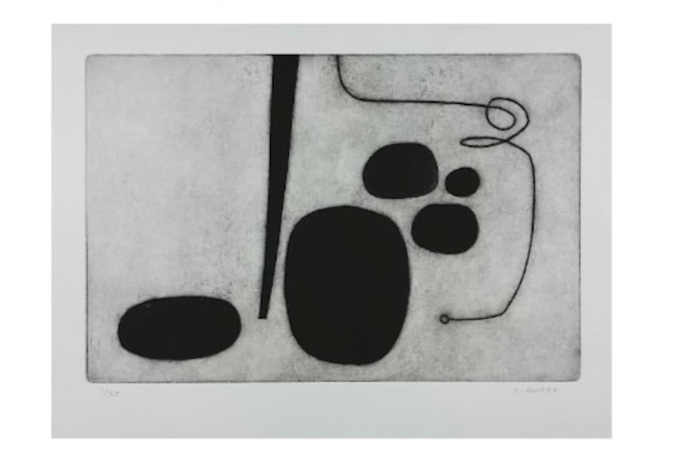 Black And White Abstract Etching By Oliver Gaiger, England, Contemporary In New Condition In New York, NY