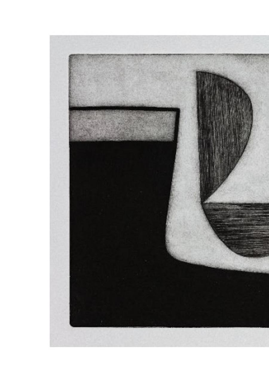 Anglais Gravure abstraite en noir et blanc par Oliver Gaiger, Angleterre, contemporaine en vente