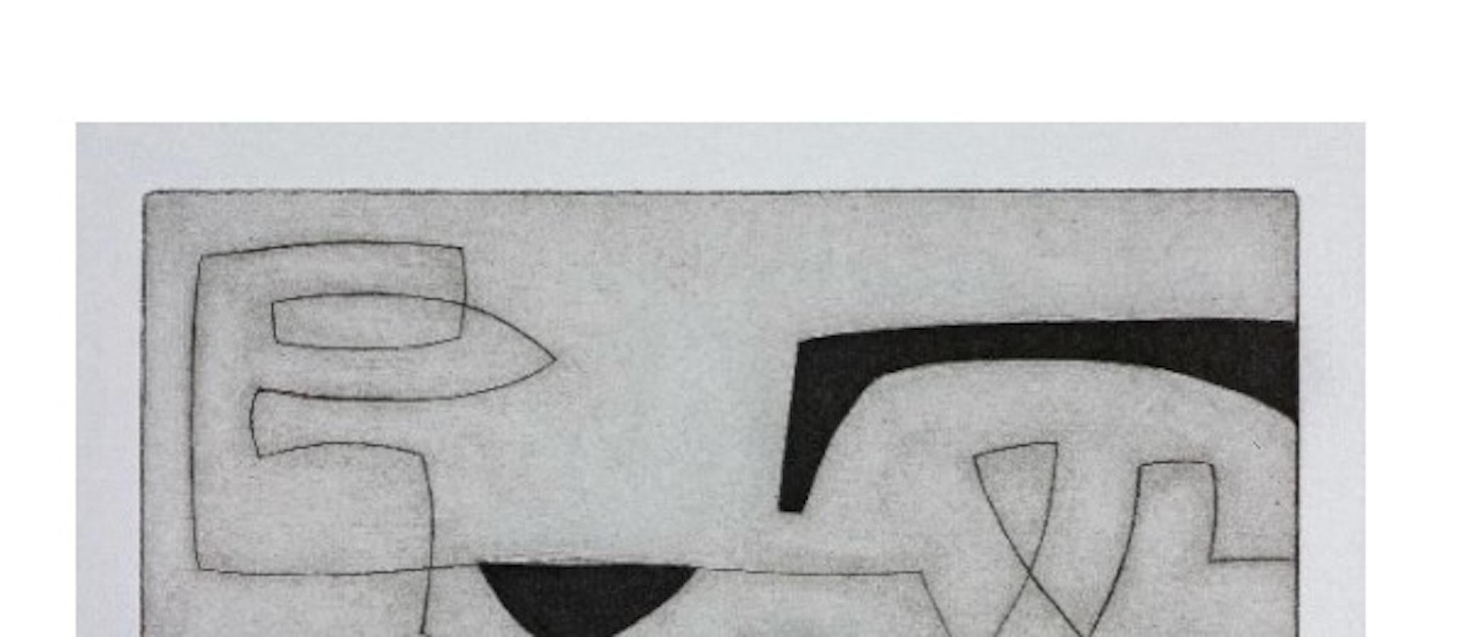 Abstrakte Schwarz-Weiß-Radierung von Oliver Gaiger, England, zeitgenössisch (21. Jahrhundert und zeitgenössisch) im Angebot