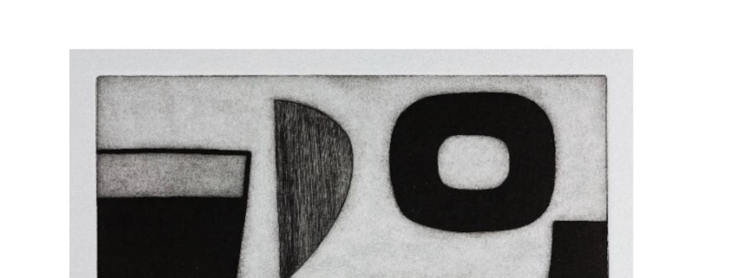Abstrakte Schwarz-Weiß-Radierung von Oliver Gaiger, England, zeitgenössisch (Sonstiges) im Angebot