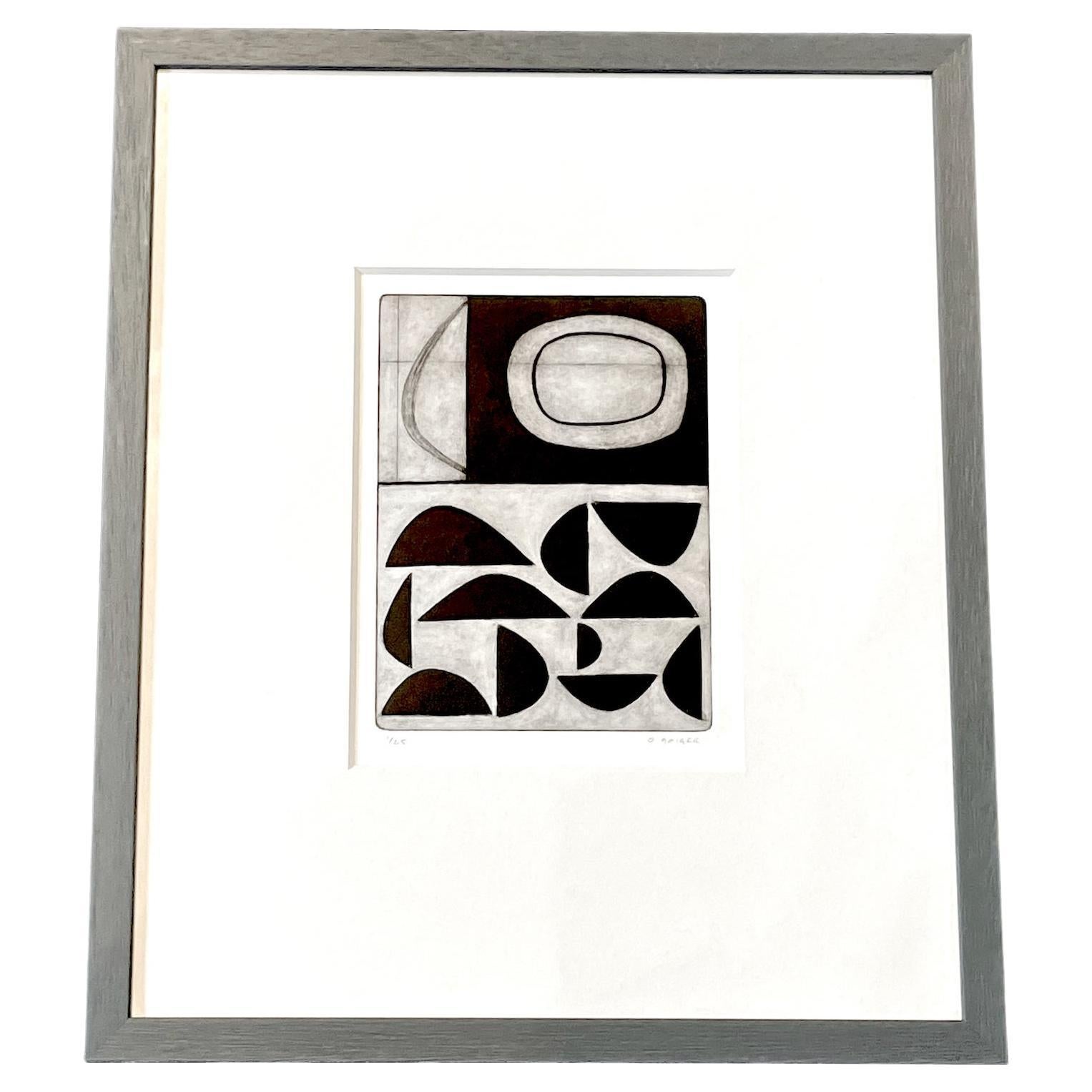 Black and White Abstract Etching by Oliver Gaiger, England, Contemporary For Sale