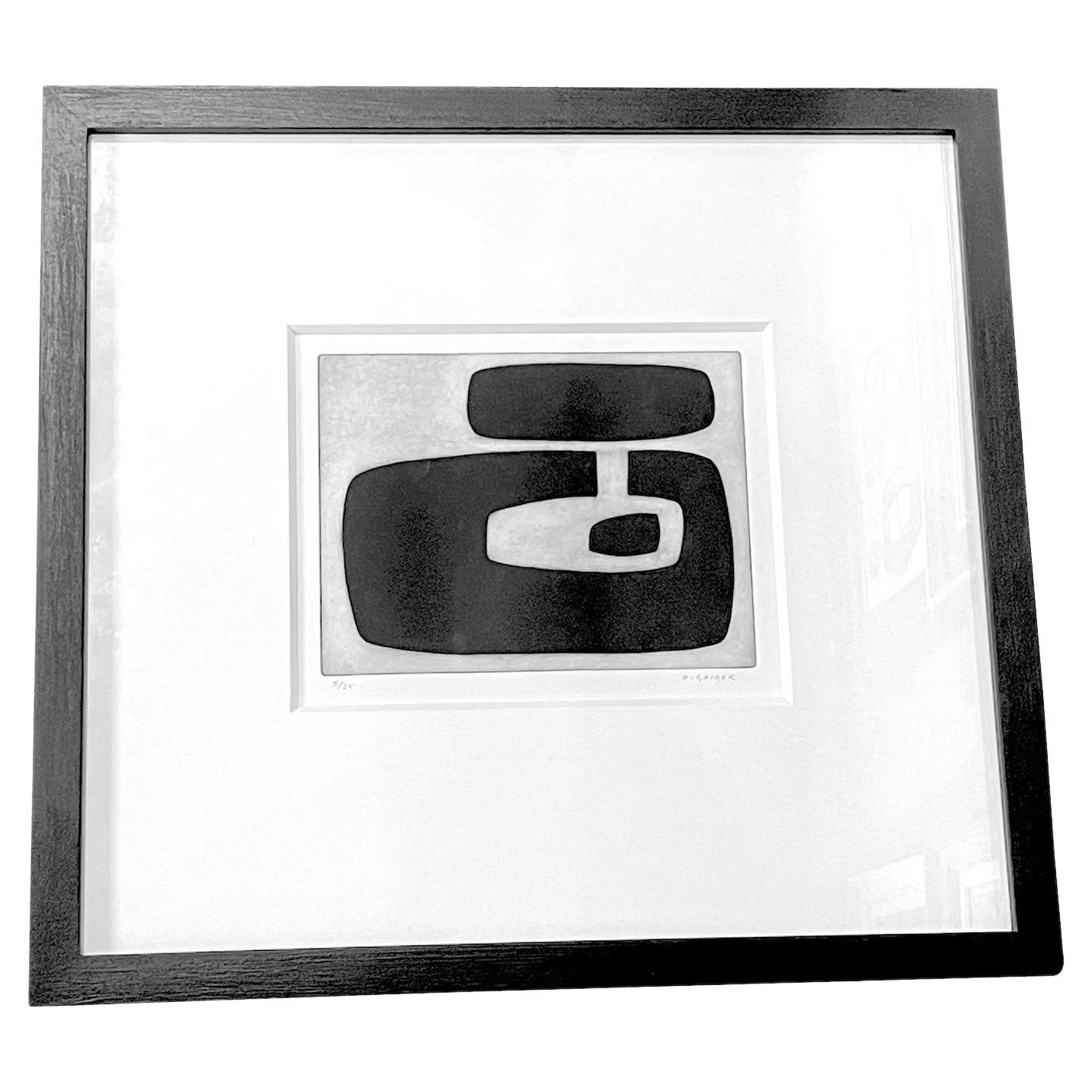 Black and White Abstract Etching by Oliver Gaiger, England, Contemporary For Sale