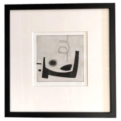 Black And White Abstract Etching By Oliver Gaiger, England, Contemporary