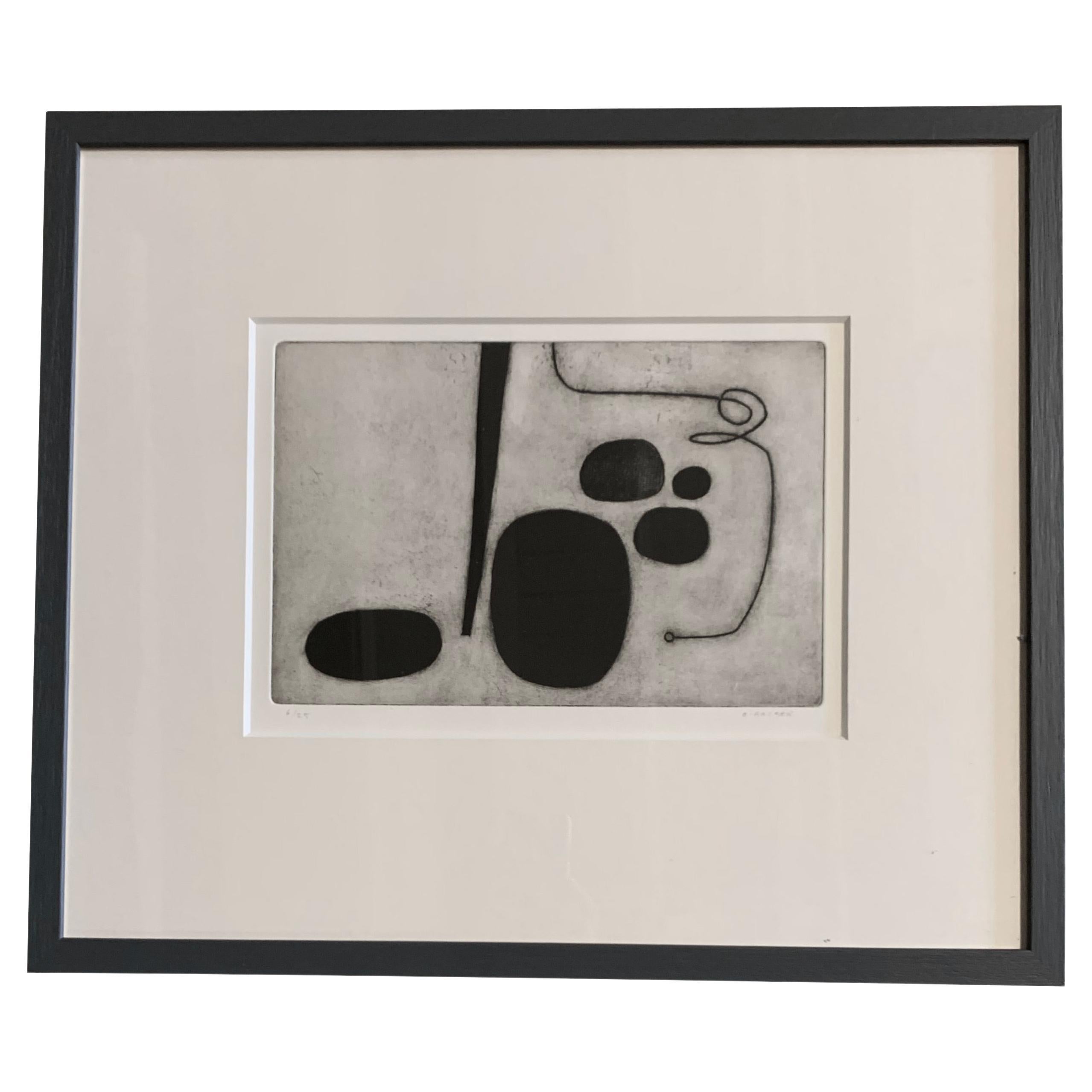 Black And White Abstract Etching By Oliver Gaiger, England, Contemporary