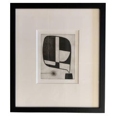 Gravure abstraite en noir et blanc par Oliver Gaiger, Angleterre, contemporaine