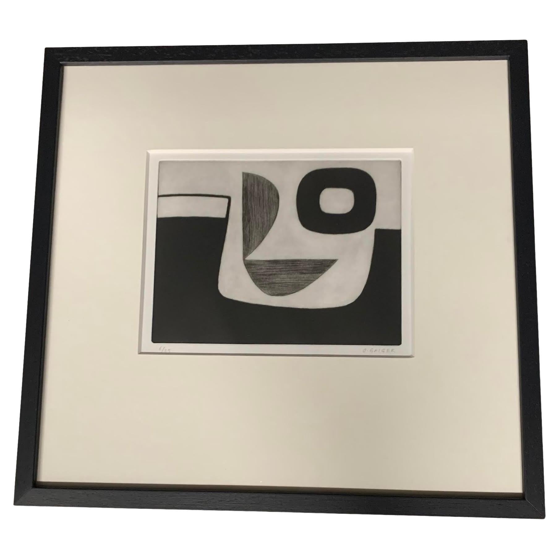 Abstrakte Schwarz-Weiß-Radierung von Oliver Gaiger, England, zeitgenössisch