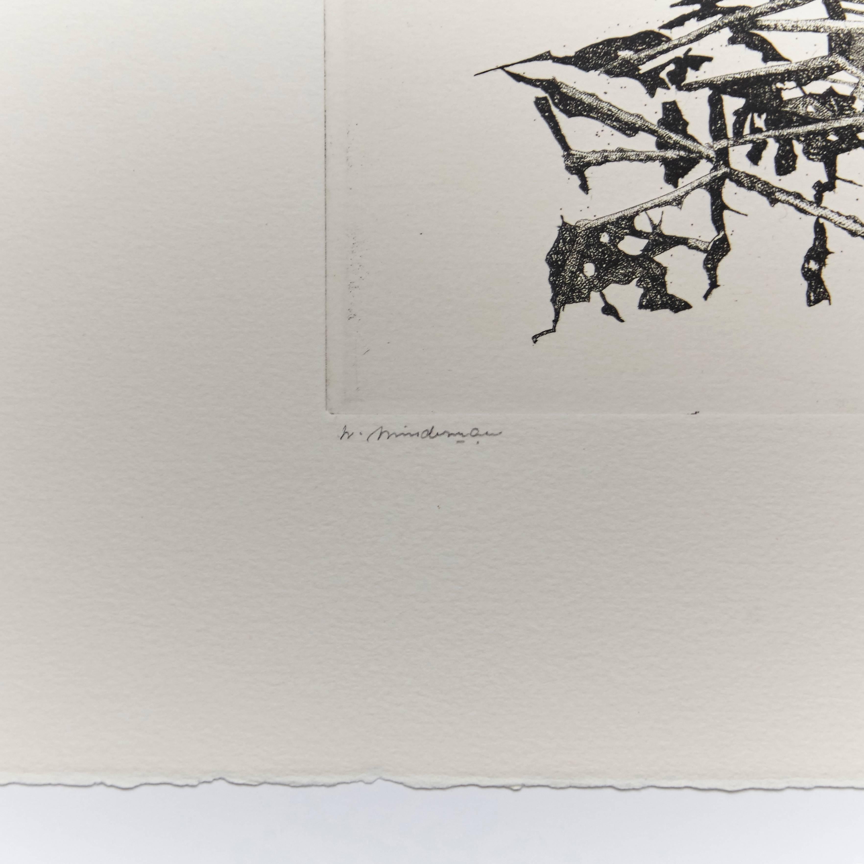 Aguafuerte abstracto en blanco y negro de artista desconocido, Holanda, hacia 1980 Moderno de mediados de siglo en venta
