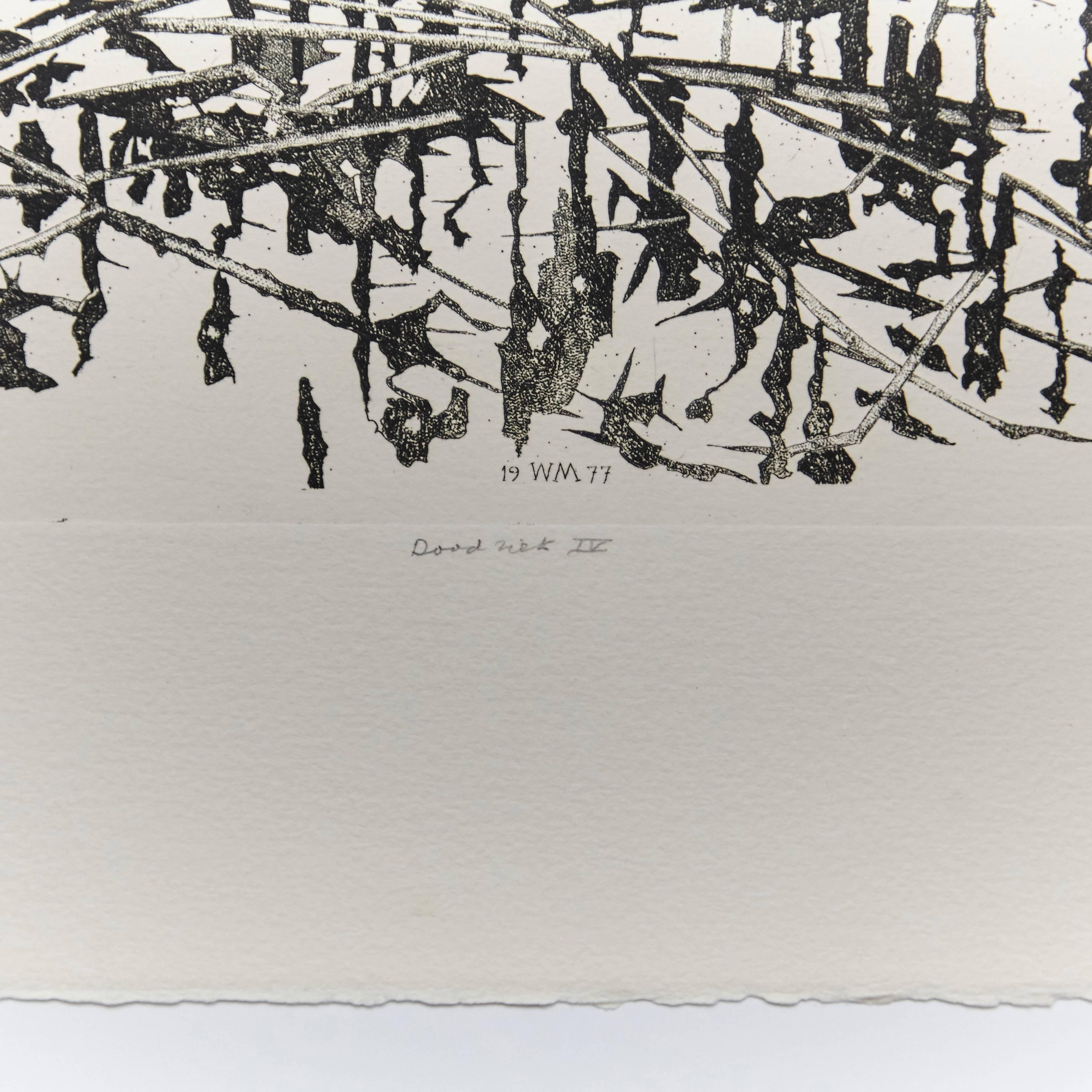 Gravure abstraite en noir et blanc d'un artiste inconnu, Hollande, vers 1980 Bon état - En vente à Barcelona, ES