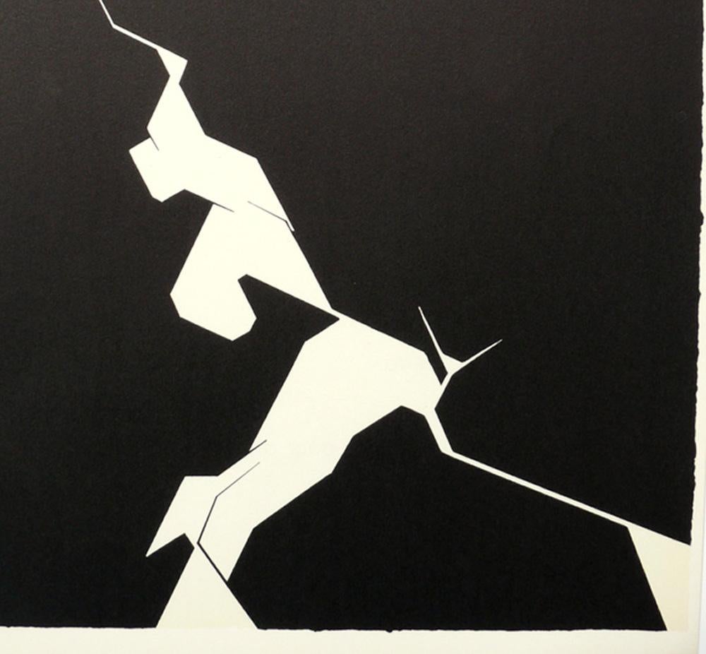 Lacquered Black and White Abstract Lithographs by Pablo Palazuelo