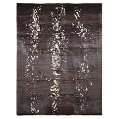 Black and White Abstract Rug, Handmade in goat hair