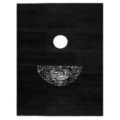 Black and White Abstract Rug, Handmade in goat hair
