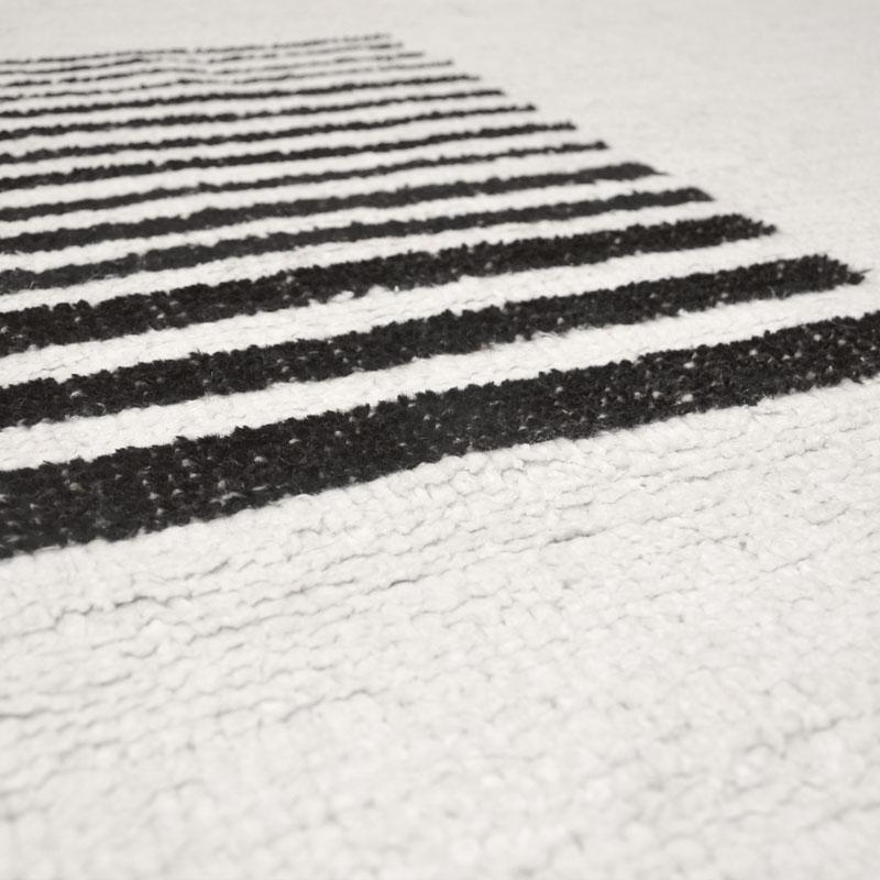 Black and White Abstract Rug, Handmade in Hemp For Sale 11