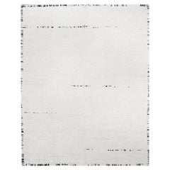 Black and White Abstract Rug, Handmade in Hemp