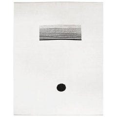 Black and White Abstract Rug, Handmade in Hemp