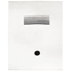 Black and White Abstract Rug, Handmade in Hemp