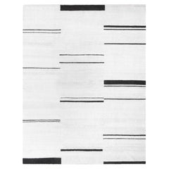 Black and White Abstract Rug, Handmade in Hemp