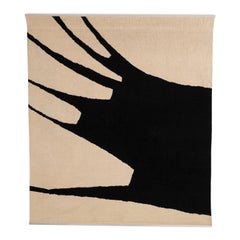 Black and White Abstract Wool Wall Tapestry by Jan van den Bergh, 1977
