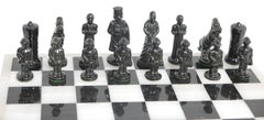Black and White Alabaster Checker / Chess Game Board, English, circa 1930