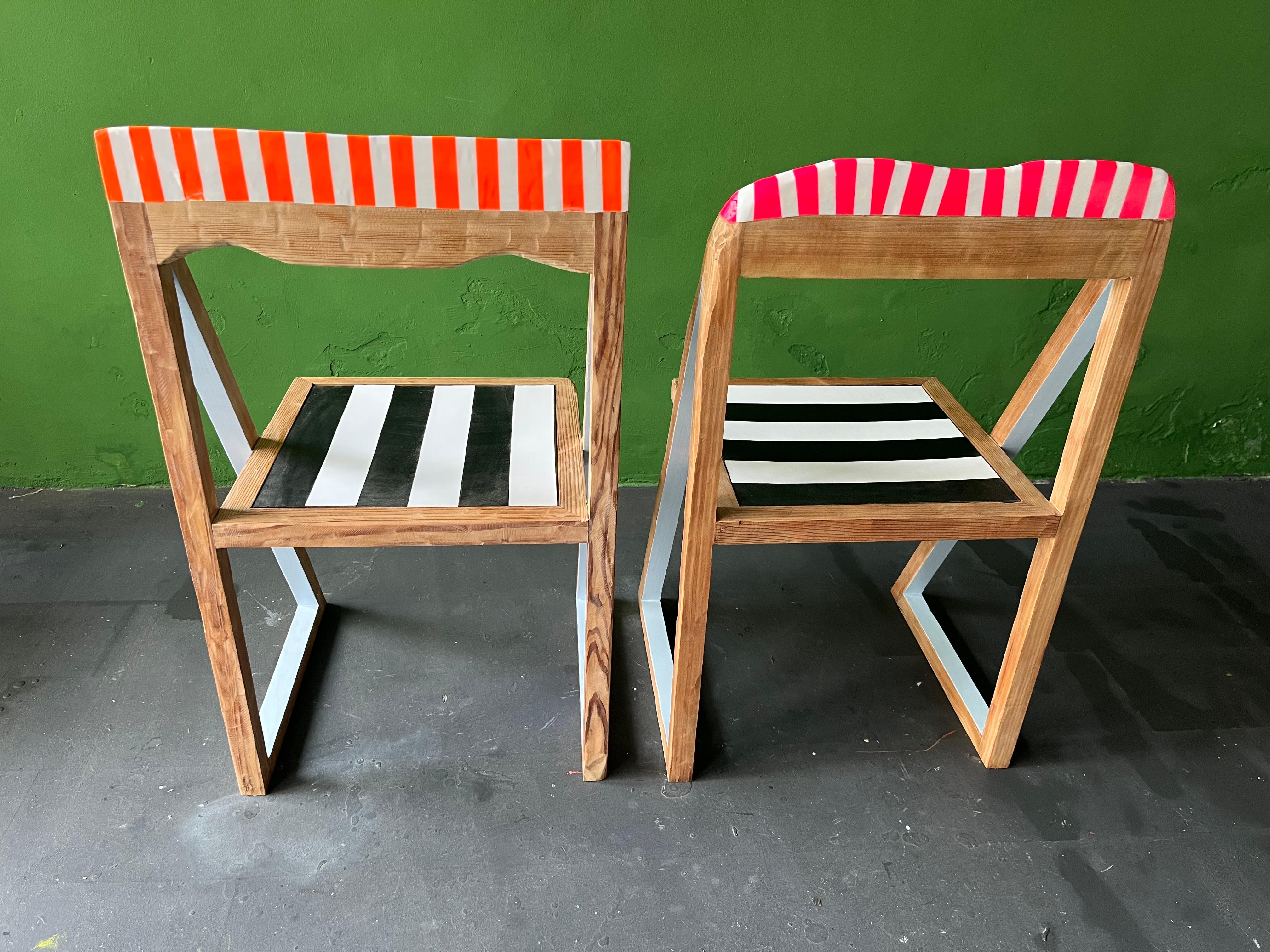 Black and white and pink, 4 dining chairs by Markus Friedrich Staab For Sale 8