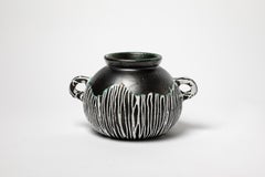 Schwarz-weiße Art-Déco-Keramikvase des 20. Jahrhunderts von Felix Gete CAB primavera