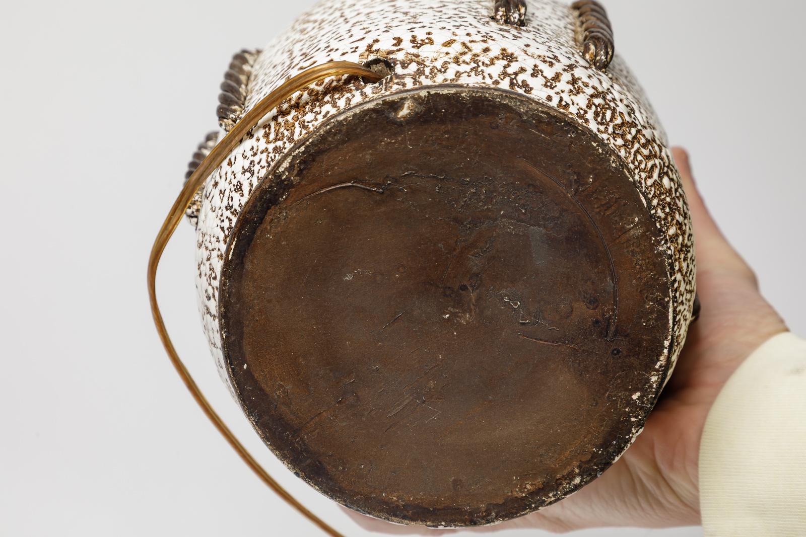 black and white art deco ceramic table lamp att. to Louis Dage 1940 design Cerámico en venta