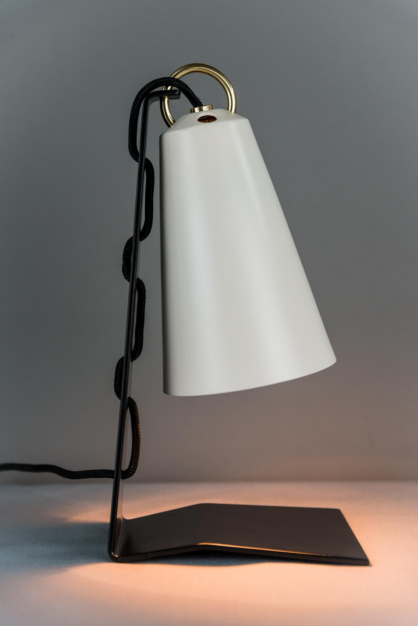 Black and White Austrian Modernist Metall Table Lamp Hook by J. T. Kalmar 1960s For Sale 3