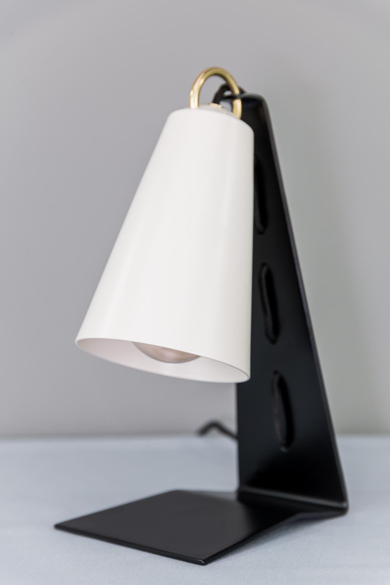 Mid-Century Modern Black and White Austrian Modernist Metall Table Lamp Hook by J. T. Kalmar 1960s For Sale