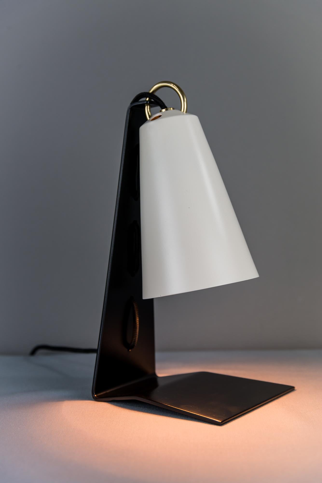 Black and White Austrian Modernist Metall Table Lamp Hook by J. T. Kalmar 1960s For Sale 2