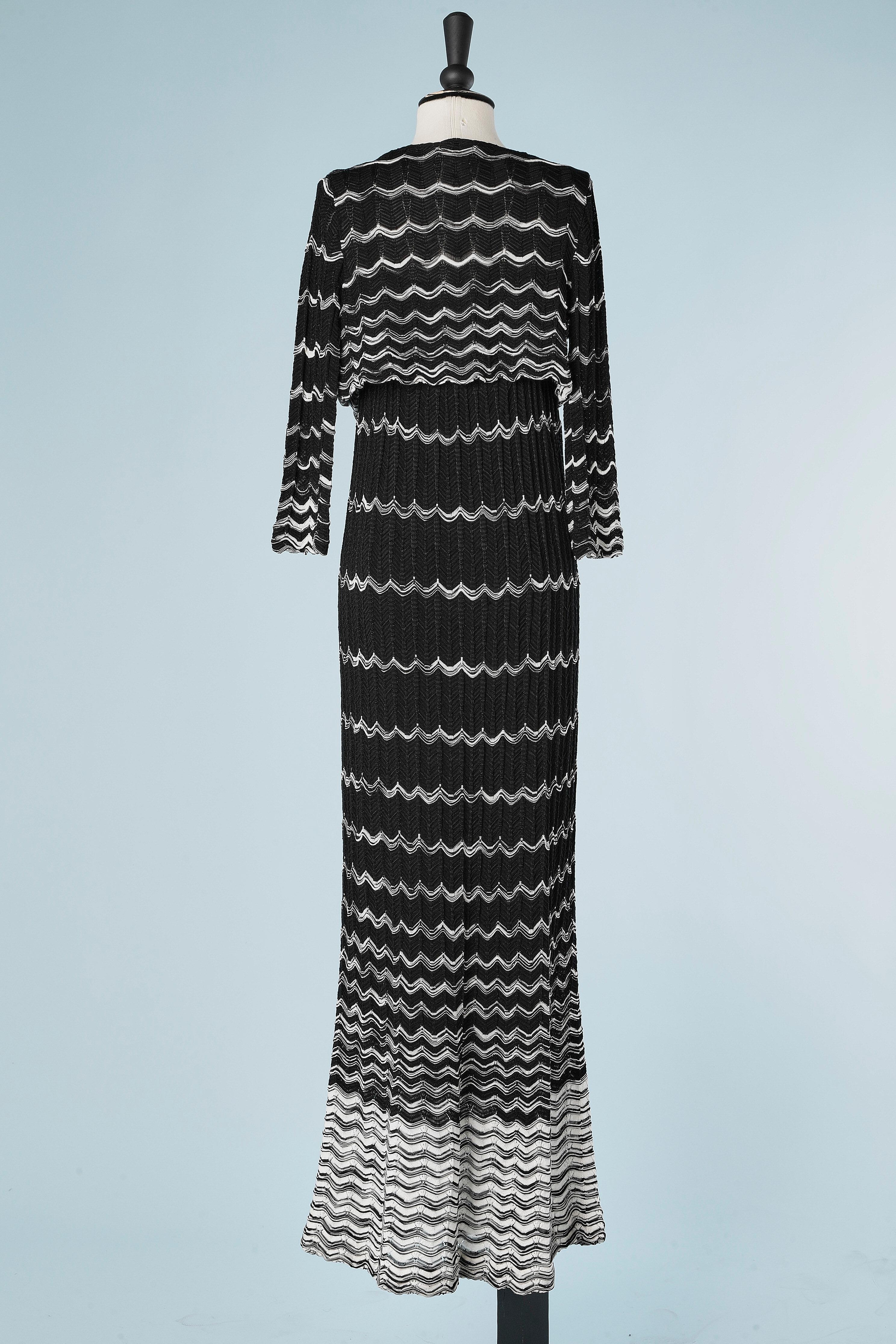 Women's black and white boléro and dress ensemble in knit jacquard M Missoni  For Sale
