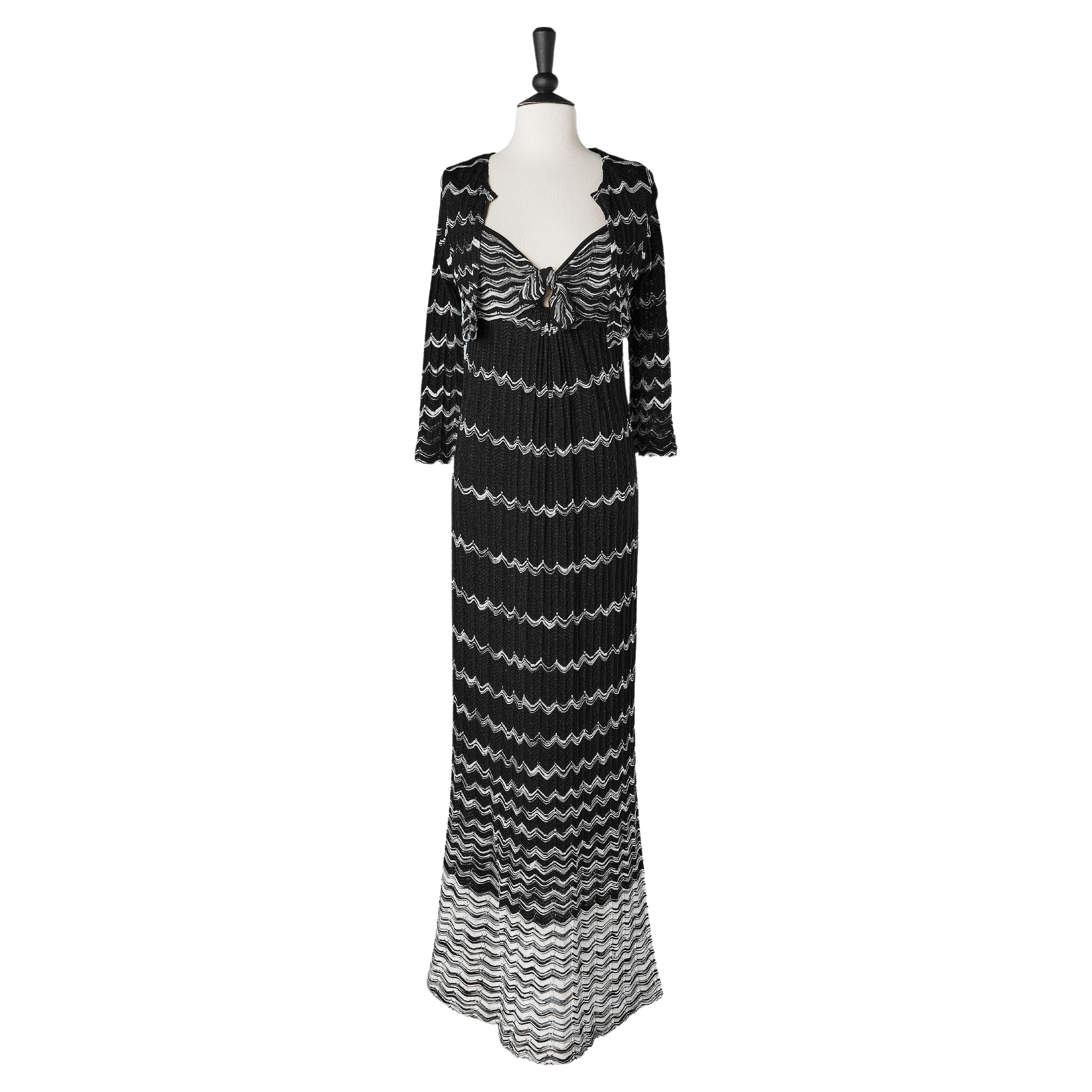 black and white boléro and dress ensemble in knit jacquard M Missoni For Sale