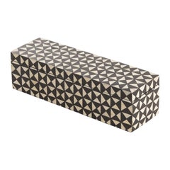 Black and White Bone Mosaic Pattern Lidded Box, Indonesia, Contemporary