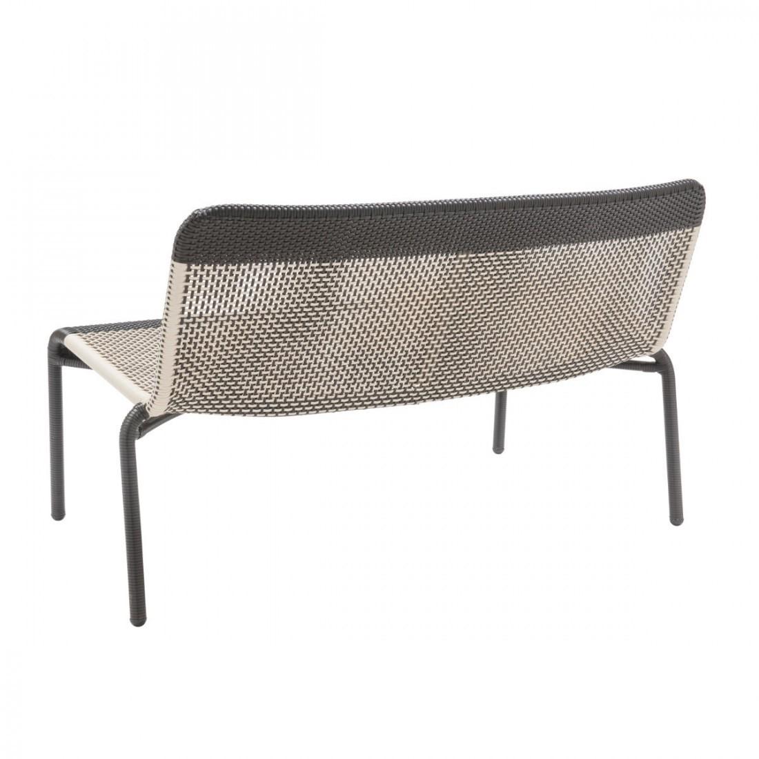 Mid-Century Modern Black and White Braided Resin French Design Outdoor Sofa