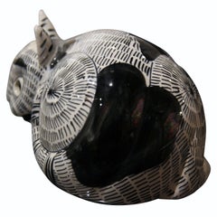 Black and White Ceramic Mancioli Italian Cat