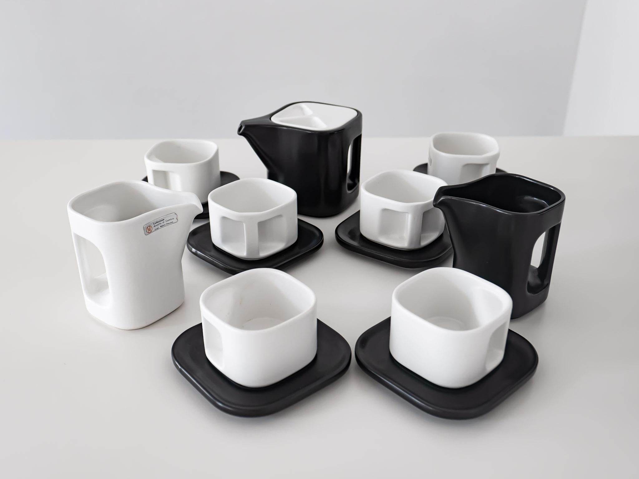 Late 20th Century Black and White Ceramic Tea Set by Makio Hasuike for A. di Cambio, Italy 1970s