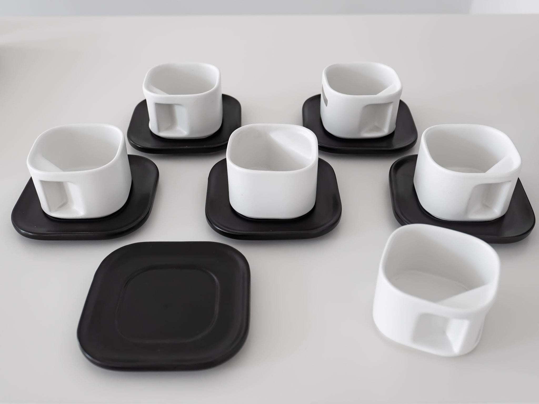 Black and White Ceramic Tea Set by Makio Hasuike for A. di Cambio, Italy 1970s 1
