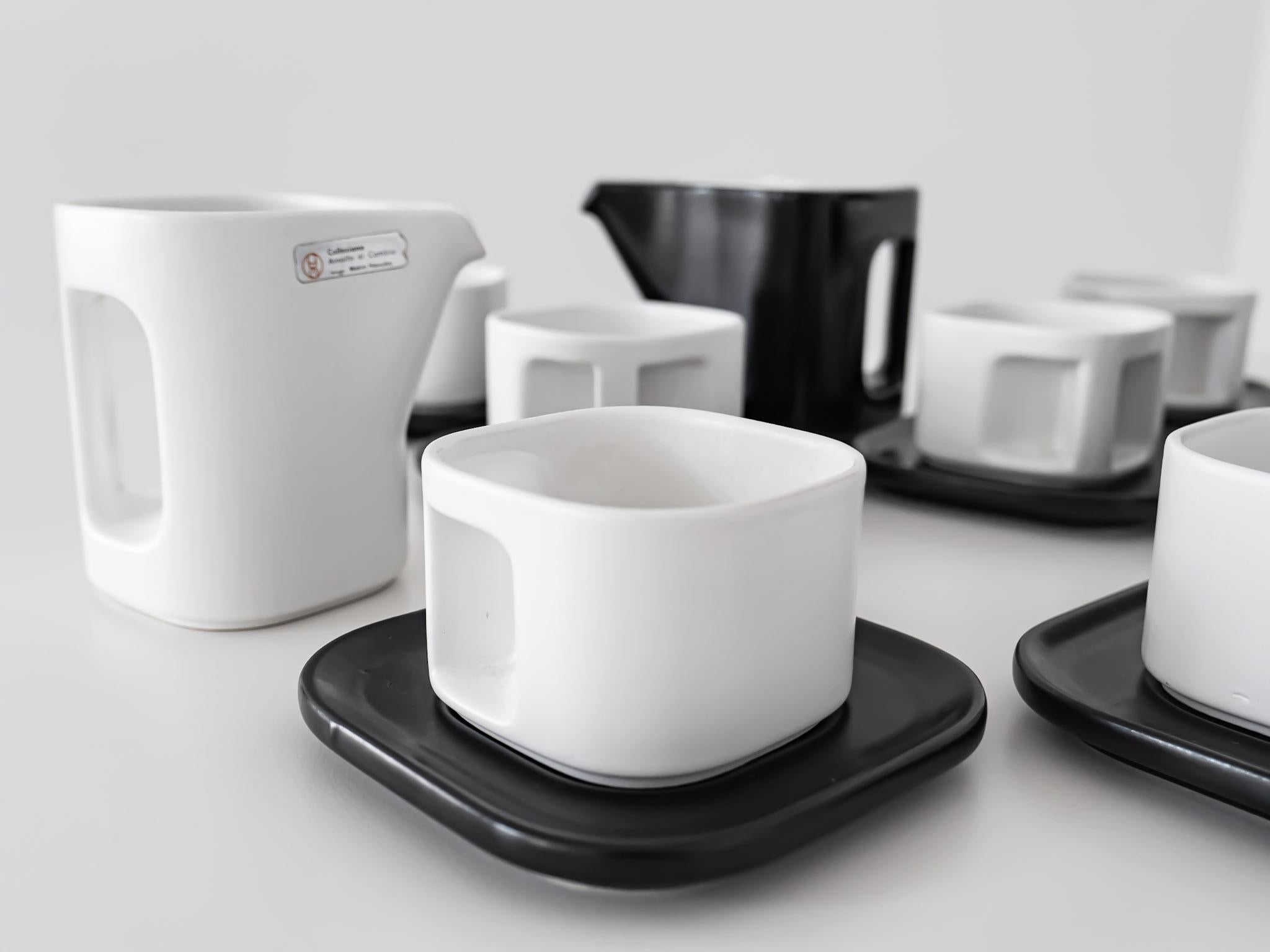 Black and White Ceramic Tea Set by Makio Hasuike for A. di Cambio, Italy 1970s 2