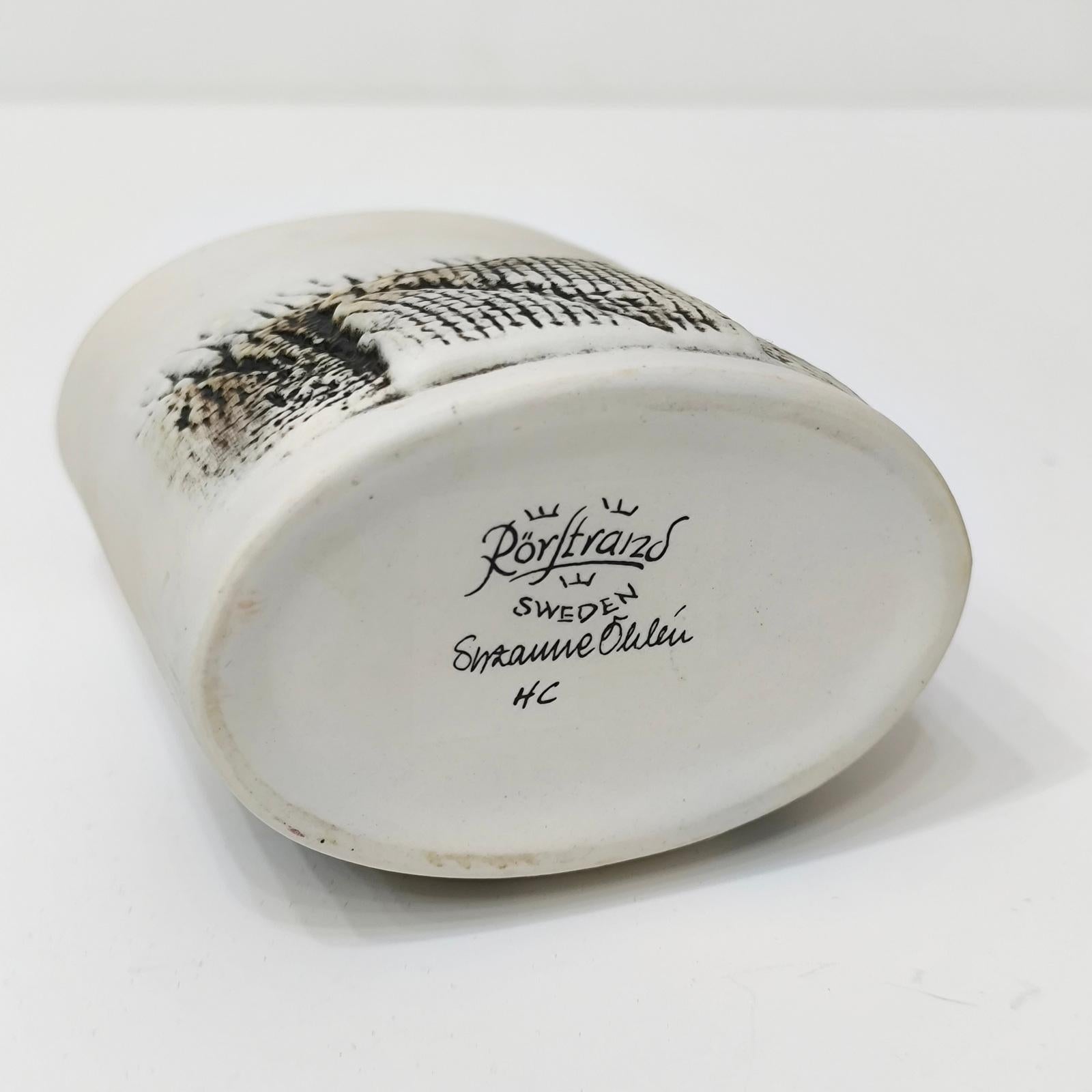 Black and White Ceramic Vase by Rorstrand, 1980s en vente 3
