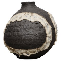 Black and White Ceramic Vase by Shizue Imai