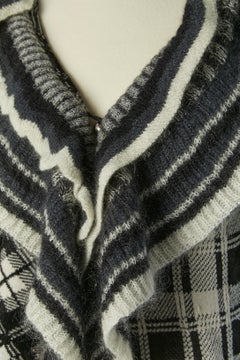 Black and white check knit cardigan KENZO