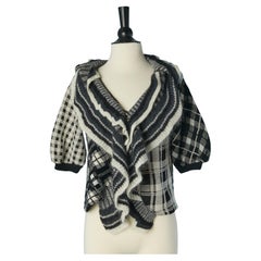 Schwarz-weiße karierte Strickjacke KENZO