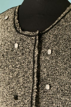 Black and white chiné knit double-breasted jacket SONIA RYKIEL
