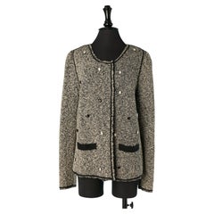 Black and white chiné knit double-breasted jacket SONIA RYKIEL