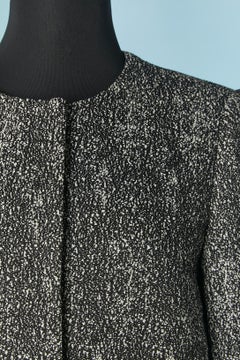 Black and white chiné single breasted coat CELINE