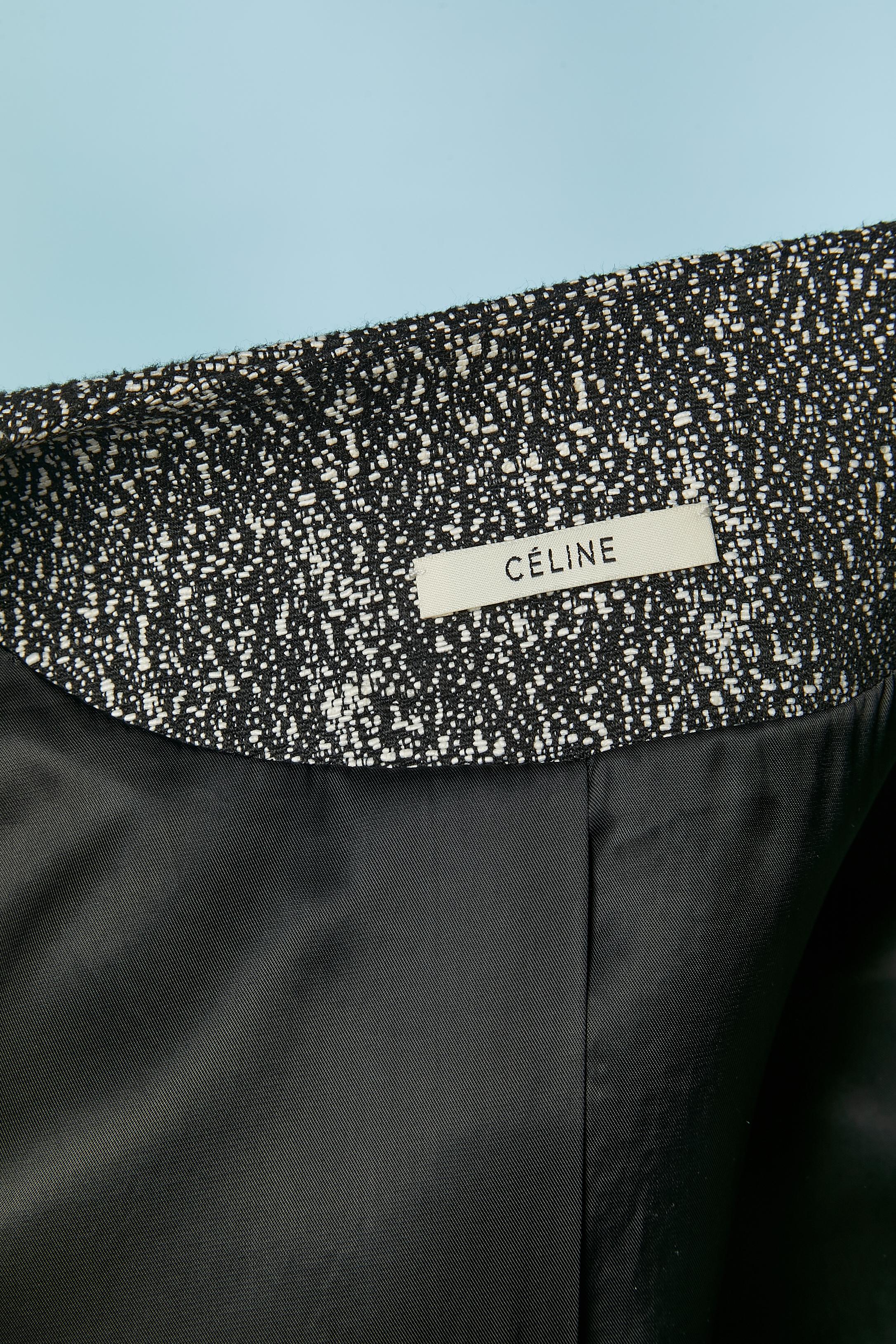 Schwarz-weißer Chiné-Einreihermantel CELINE im Angebot 2