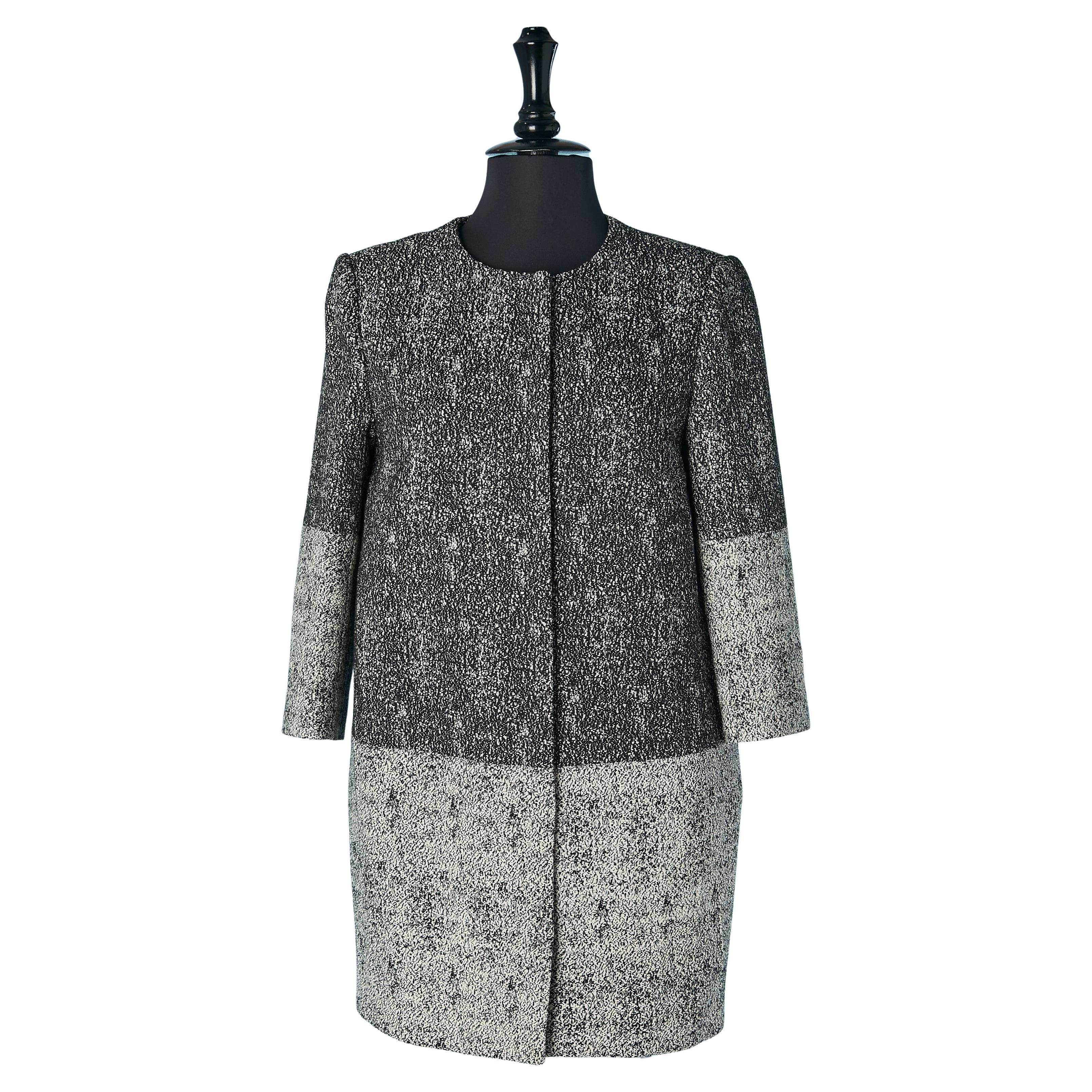 Schwarz-weißer Chiné-Einreihermantel CELINE im Angebot