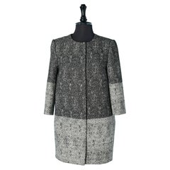 Black and white chiné single breasted coat CELINE